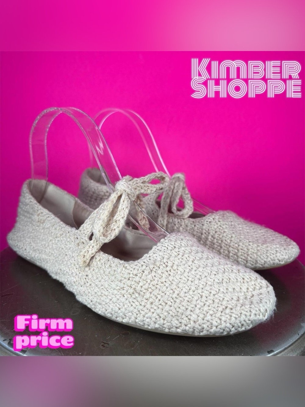 Zara Cream Crochet Bow Tie Ballerina Flat EU 38 US 7